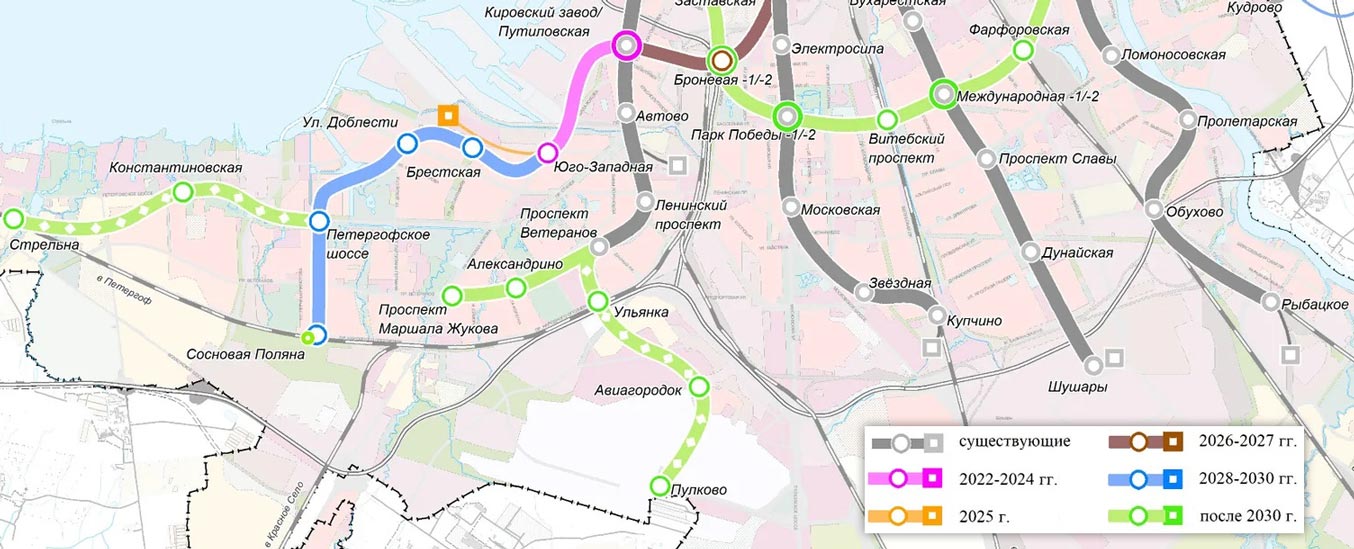 Планы открытия новых станций метро в Санкт-Петербурге - Юг города