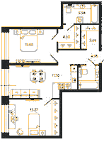 Планировка квартиры в ЖК BASHNI ELEMENT (Башни Элемент)
