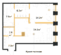 Планировка квартиры в ЖК Институтский, 16