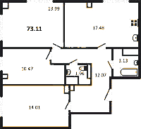 Планировка квартиры в ЖК Neva Residence (Нева Резиденс)