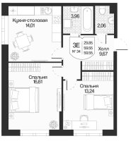 Планировка квартиры в ЖК Охтинские высоты