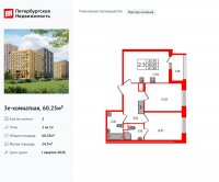 Планировка квартиры в ЖК Прайм Приморский