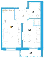 Планировка квартиры в ЖК Сириус