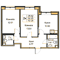 Планировка квартиры в ЖК Юнтолово